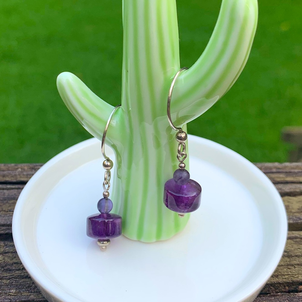 Amethyst Glass Drop Dangle Earrings